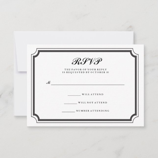 Elegant Formal Black and White RSVP (Front)