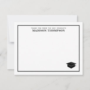 Elegant Formal Black Script Graduation Cap Note Card