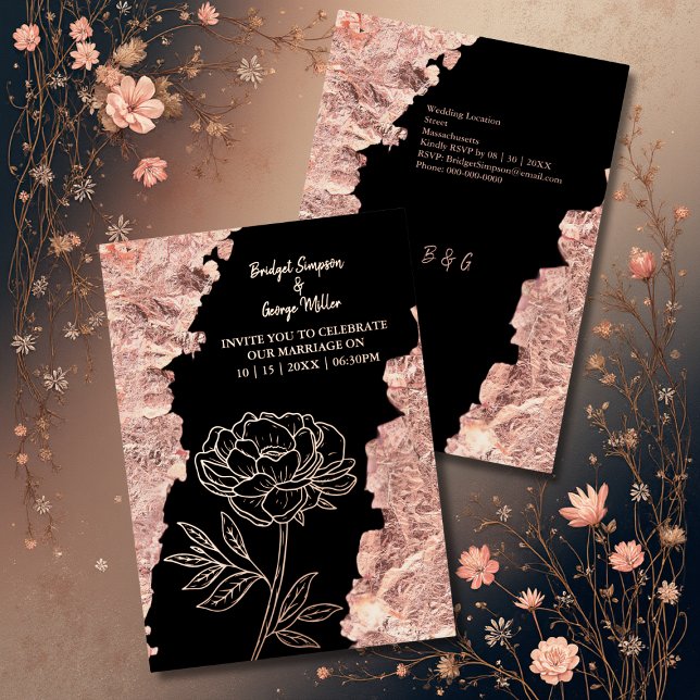 elegant formal Black tie Rose Gold Wedding Foil Invitation (Creator Uploaded)