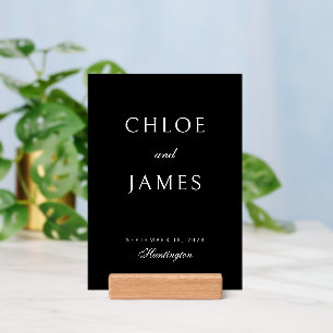 Elegant Formal Black Wedding Names Welcome Sign Holder