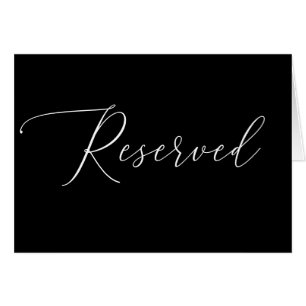 Elegant Formal Black Wedding Script Reserved Sign Cards