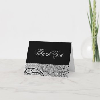 Elegant Formal Black White Paisley Thank You Card by decembermorning at Zazzle
