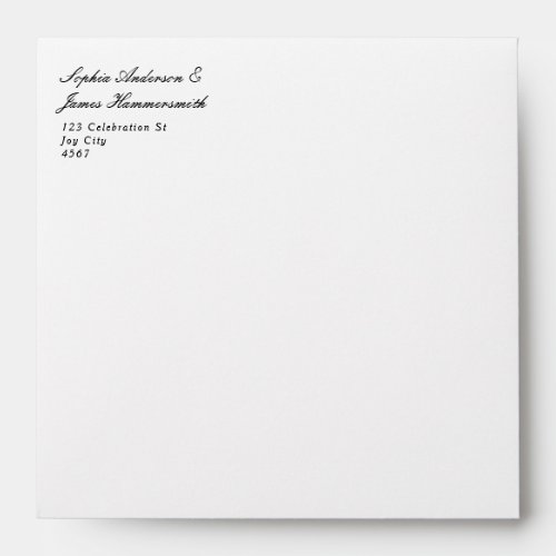 Elegant Formal Black White Script Return Address Envelope