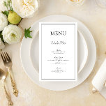 Elegant Formal Black & White Script Wedding Menu<br><div class="desc">Set the table with a touch of elegance using our Elegant Formal Black & White Script Wedding Menu. This beautifully designed menu is gracefully rendered in a sophisticated black and white classic typography and delicate script. The black and white theme adds a formal touch to your reception decor, complementing any...</div>