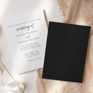 Elegant Formal Black & White Wedding Invitation 