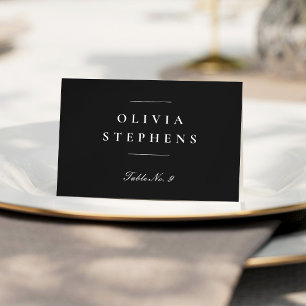 Elegant formal black white wedding place card