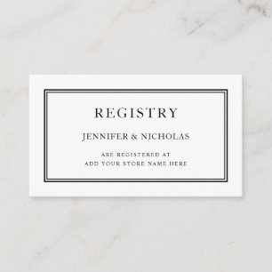 Elegant Formal Black White Wedding Registry  Enclosure Card