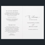 Elegant Formal Budget Folded Wedding Program<br><div class="desc">Classic style budget folded wedding program with "welcome" in a delicate script. Use the template to easily add your wedding party and order of ceremony to the inside and your thank you message to the back. A simple layout without any graphics makes this an elegant and timeless design, perfect for...</div>