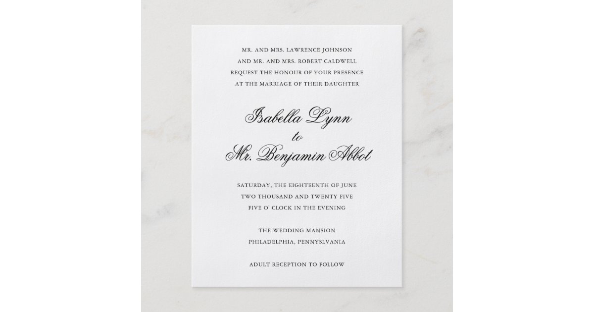 Elegant Formal Budget Wedding Invitation Flyer Zazzle