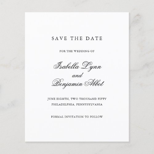 Elegant Formal Budget Wedding Save The Date Flyer