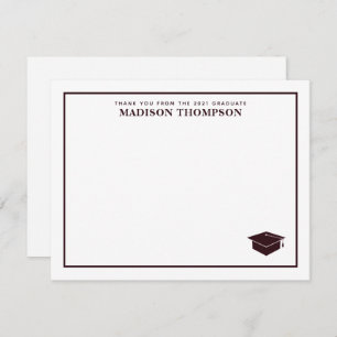 Elegant Formal Burgundy Script Graduation Cap Note Card