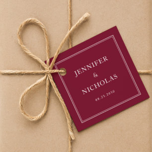 Elegant Formal Burgundy Wedding Favor Tags