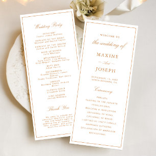 Elegant Formal Burnt Orange Wedding Program