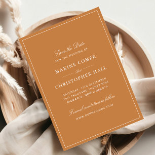 Elegant Formal Burnt Orange Wedding Save The Date