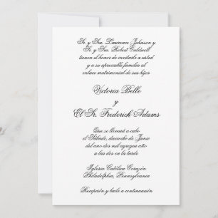 Elegant Formal Calligraphy Spanish Wedding Invitation