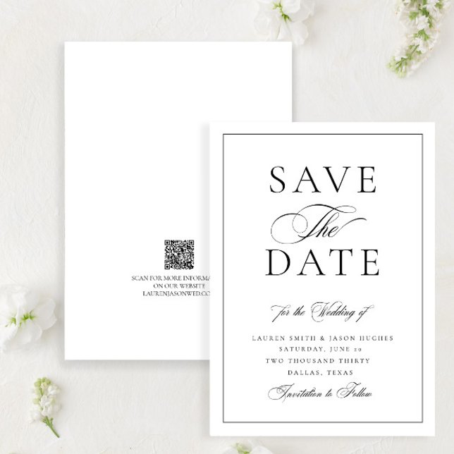 Elegant Formal Calligraphy Wedding QR Code Wedding Save The Date (Creator Uploaded)