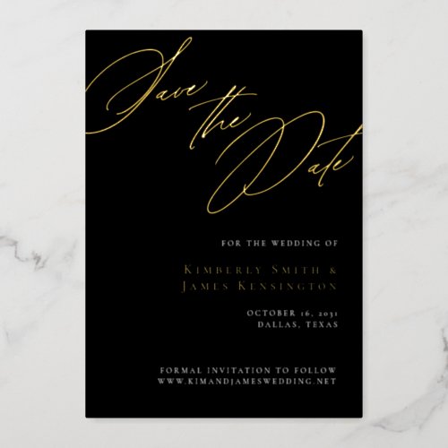 Elegant Formal Calligraphy Wedding Save the Date Foil Invitation