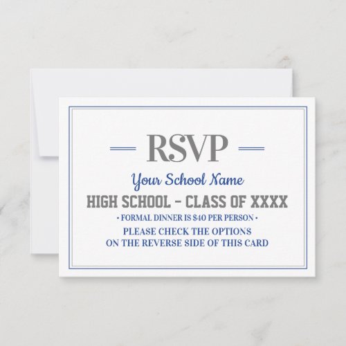 Elegant Formal Class Reunion RSVP Card