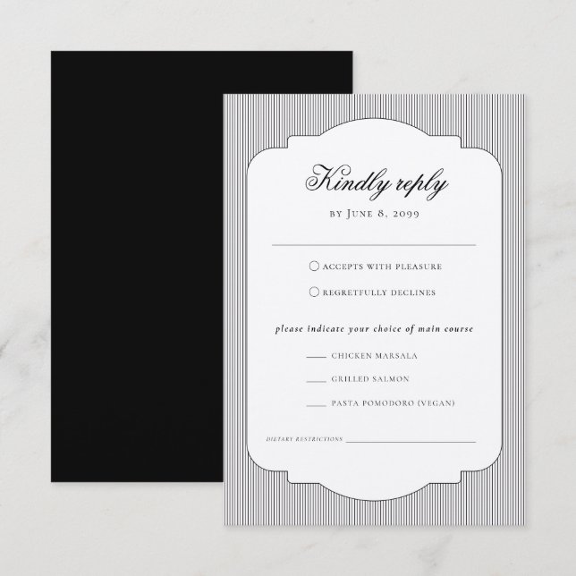 Elegant Formal Classic Meal Choice Wedding RSVP Card (Front/Back)