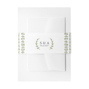 Elegant formal classic vintage wedding monogram invitation belly band
