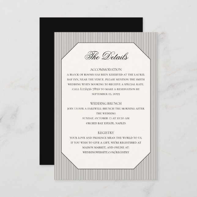 Elegant Formal Classic Wedding Details Enclosure Card (Front/Back)