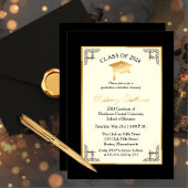 Elegant Formal College Graduation Party Gold Foil  Foil Invitation