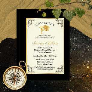 Elegant Formal College Graduation Party Gold Foil  Invitation