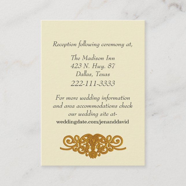 Elegant Formal Cream Wedding Enclosure Cards (Front)