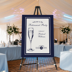 Elegant Formal Dark Bleu White Retirement Foam Board