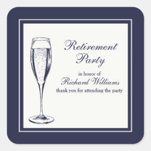 Elegant Formal Dark Bleu White Retirement Square Sticker