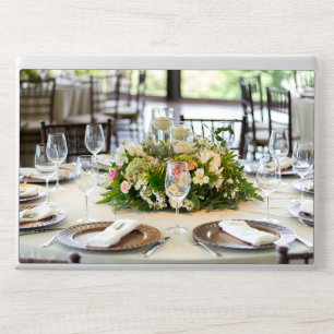 Elegant Formal Dining Table with Floral Centerpiec HP Laptop Skin