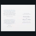 Elegant Formal Dusty Blue Folded Wedding Program<br><div class="desc">Classic style folded Wedding Program with accent words in an elegant calligraphy typography. The front has your event details, the inside has your wedding party and order of ceremony. The back has a template for your message / quotes. All text is in dusty blue over a white background and may...</div>