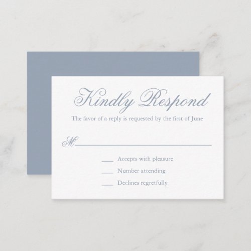 Elegant Formal Dusty Blue Wedding Mini RSVP Card