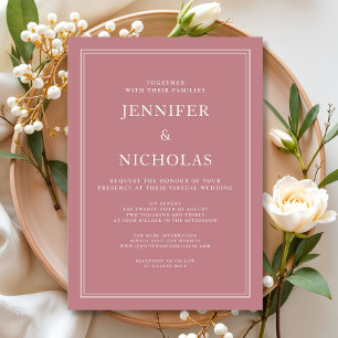 Elegant Formal Dusty Pink Virtual Wedding  Invitation