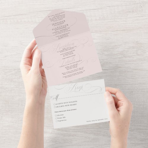 Elegant Formal Dusty Rose Wedding All In One Invit All In One Invitation