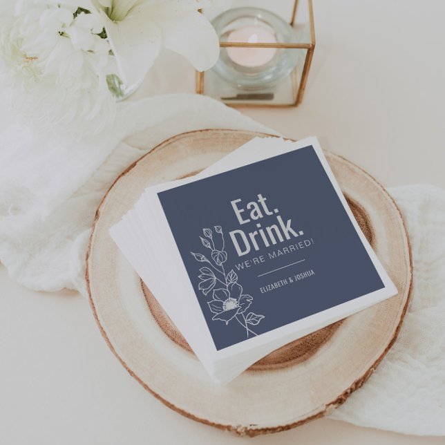 Elegant Formal Eat Drink We're Married Wedding   Napkins (Creator Uploaded)