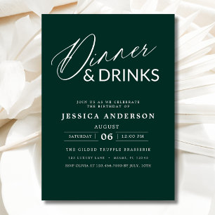 Elegant Formal Emerald Green Dinner Party Invitation