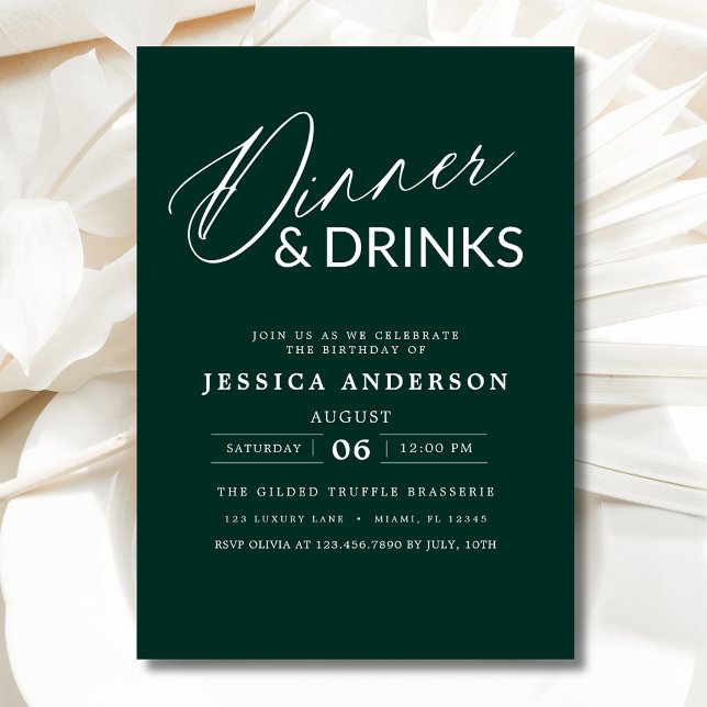 Elegant Formal Emerald Green Dinner Party Invitation (Creator Uploaded)