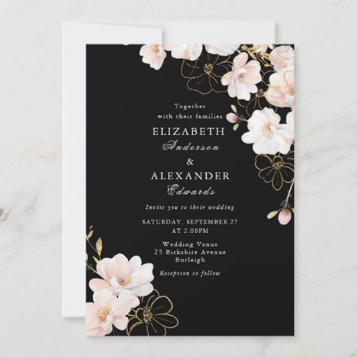 Elegant Formal Enchanted Wildflower Wedding Invitation
