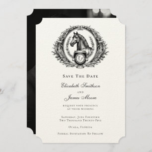 Elegant Formal Equestrian Monogram Crest Photo Save The Date