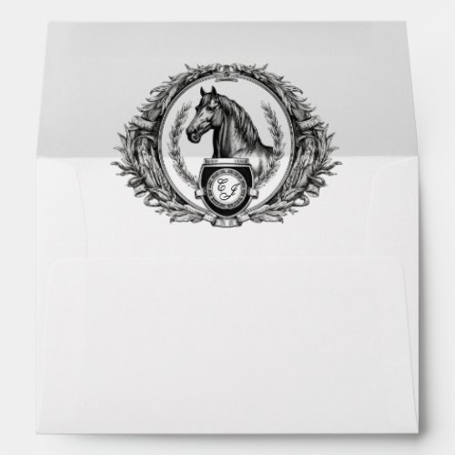 Elegant Formal Equestrian Monogram Crest Wedding Envelope