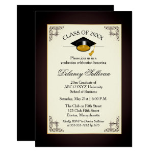 Elegant Formal Gold College Graduation Party Card