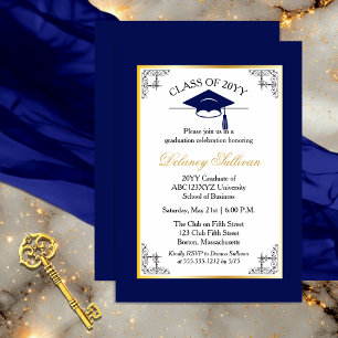 Elegant Formal Gold College Graduation Party Invitation