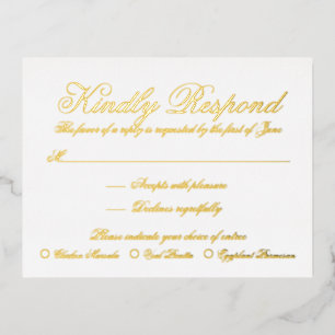 Elegant Formal Gold Foil Wedding RSVP Card