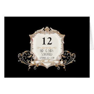 Elegant Formal Gold n Black Swirls Wedding Cards