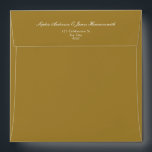 Elegant Formal Gold Ochre Script Wedding Envelope<br><div class="desc">Elegant, formal and classy square Wedding Invitation Envelope with Script typography for the couple's names and a matching serif font for the return address on golden ochre background. Customize it with your own information. A very elegant and sophisticated envelope to send out your Save the Dates or Wedding Invitations. Matching...</div>