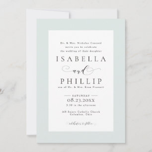Elegant formal green frame wedding invitation