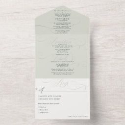 Elegant Formal Green Sage Wedding All In One Invitation | Zazzle