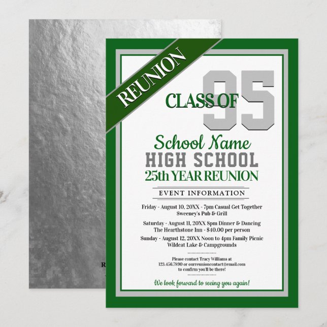 Elegant Formal High School Reunion Invitations (Front/Back)