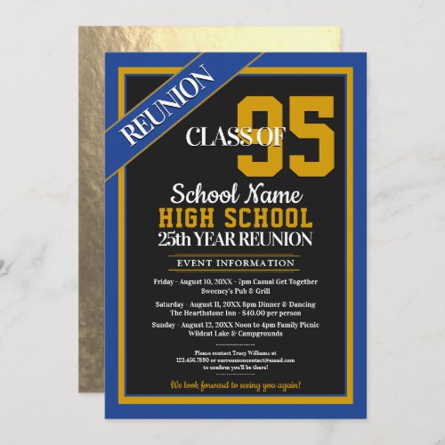Elegant Formal High School Reunion Invitations - Classy school reunion invitations in your school colors.